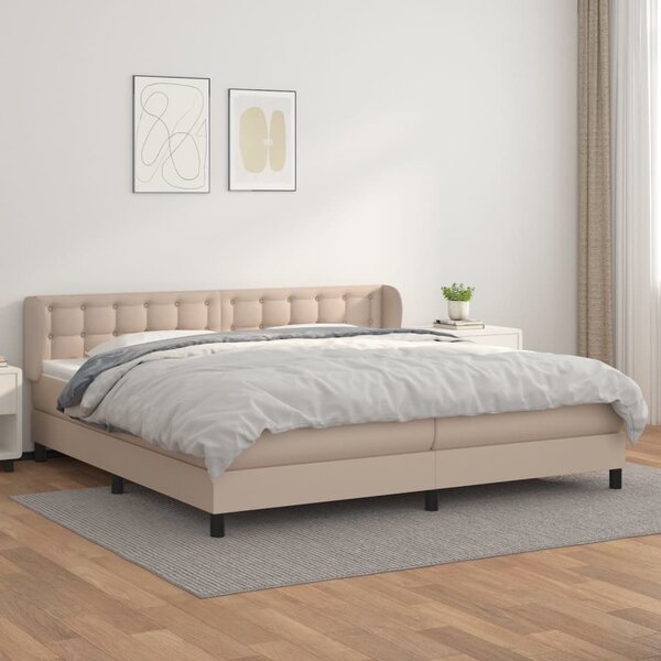 Krevet box spring s madracem cappuccino 200x200cm umjetna koža - Smeđa / 200 x 200 cm