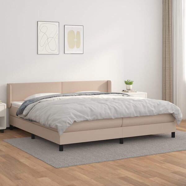 Krevet box spring s madracem cappuccino 200x200cm umjetna koža - Smeđa / 200 x 200 cm