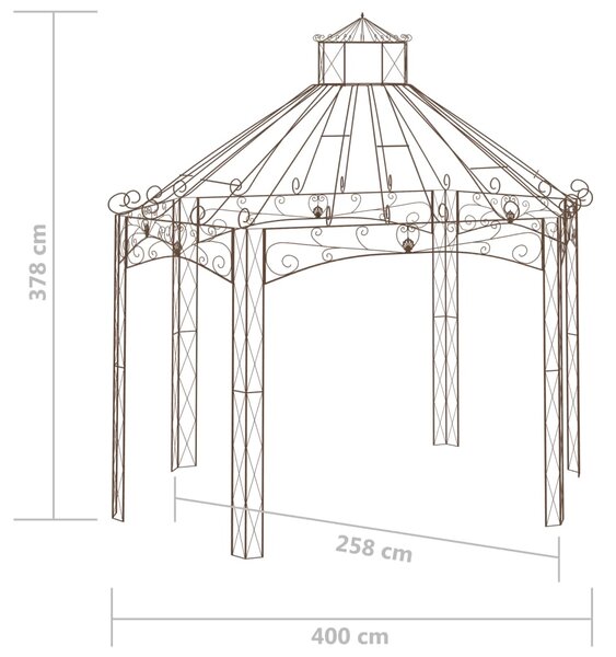 Vrtni paviljon antikni smeđi 400 x 258 x 378 cm željezni - Smeđa / 400 x 258 x 378 cm