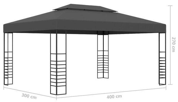 Sjenica s LED svjetlosnim trakama 3 x 4 m antracit - Antracitno siva / N/A