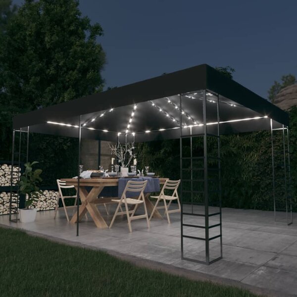 Sjenica s LED svjetlosnim trakama 3 x 4 m antracit - Antracitno siva / N/A