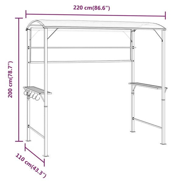 Sjenica s krovom 220 x 110 x 200 cm krem - Krema / N/A