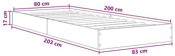 Okvir kreveta za pod Dimljeni hrast 80 x 200 cm - Smeđa / 80 x 200 cm