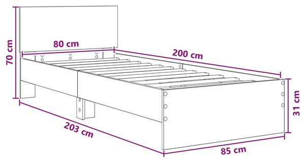 Okvir kreveta s uzglavljem Crni hrast 80 x 200 cm - Crna / 80 x 200 cm