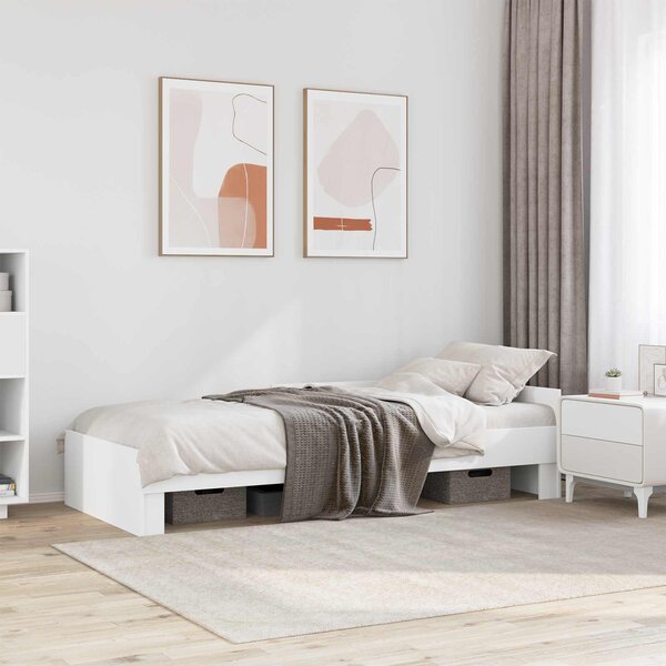 Okvir kreveta s uzglavljem Bijela 80 x 200 cm Konstruirano drvo - Bijela / 80 x 200 cm