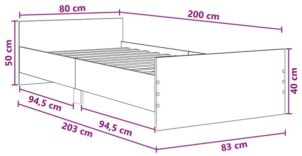 Okvir kreveta s uzglavljem Bijela 80 x 200 cm Konstruirano drvo - Bijela / 80 x 200 cm