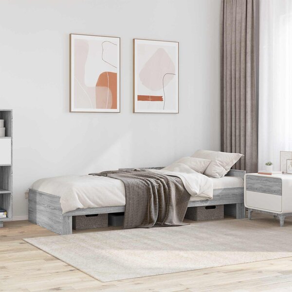 Okvir kreveta s uzglavljem Siva Sonoma 80 x 200 cm - Siva / 80 x 200 cm