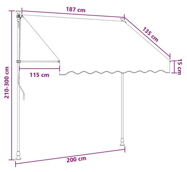 Ručno sklopiva tenda 180 g / m² poliester s PU premazom - Svjetlosiva / 100 cm