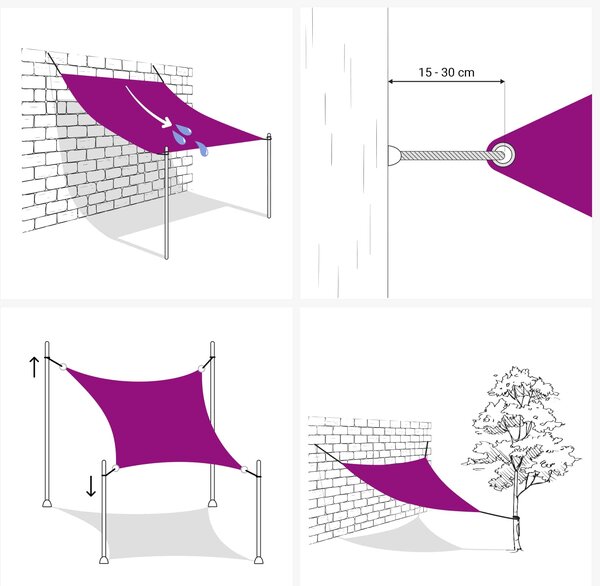 Jedro za sunce Plava i bijela 2 x 2 m 100% poliester Oxford - Plava / 2 x 2 m