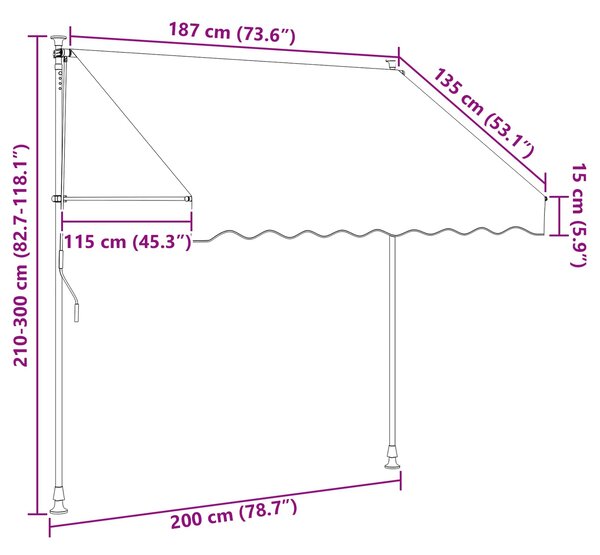 Ručno sklopiva tenda Crna 200 cm - Crna / 200 cm