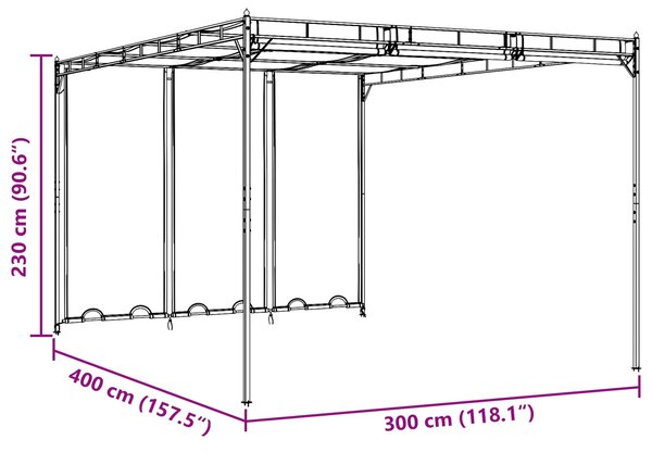 Gazebo 4 x 3 x 2,3 m Zelena Poliester i čelik - Zelena / 4 x 3 x 2,3 m