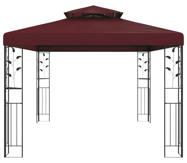 Gazebo 3,97 x 2,96 x 2,68 m Vinska crvena Poliester i čelik - Crvena / 3,97 x 2,96 x 2,68 m
