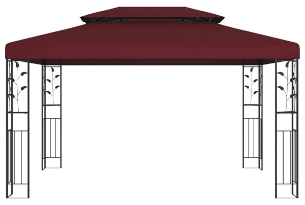 Gazebo 3,97 x 2,96 x 2,68 m Vinska crvena Poliester i čelik - Crvena / 3,97 x 2,96 x 2,68 m