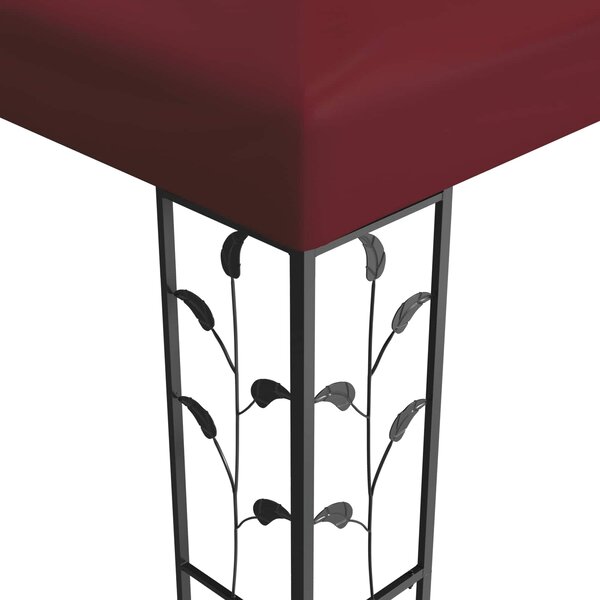 Gazebo 3,97 x 2,96 x 2,68 m Vinska crvena Poliester i čelik - Crvena / 3,97 x 2,96 x 2,68 m