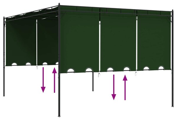 Gazebo 4 x 3 x 2,3 m Zelena Poliester i čelik - Zelena / 4 x 3 x 2,3 m