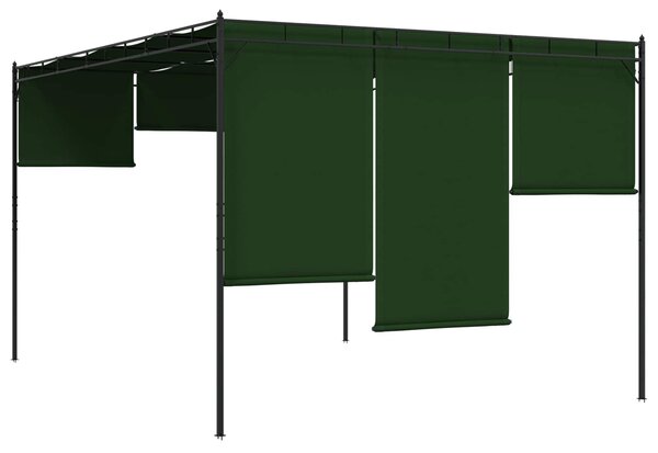 Gazebo 4 x 3 x 2,3 m Zelena Poliester i čelik - Zelena / 4 x 3 x 2,3 m