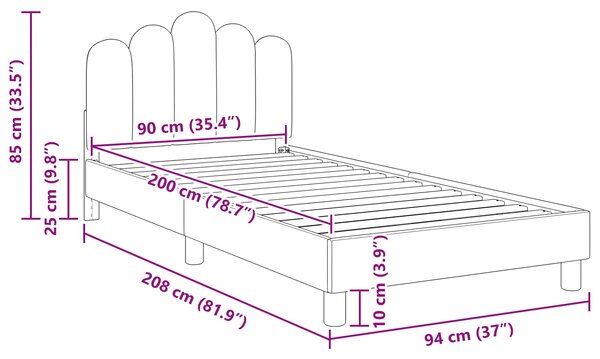 Krevet za djecu s uzglavljem Traper plava 90 x 200 cm Tkanina - Plava / 90 x 200 cm