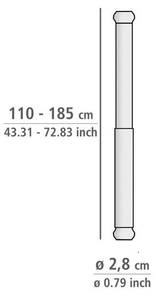 Bijela teleskopska šipka za kupaonicu Wenko Luz, dužine 110-185 cm