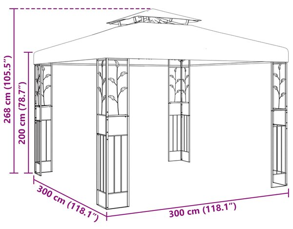 Gazebo 3 x 3 x 2,68 m Zelena Poliester i čelik - Zelena / 3 x 3 x 2,68 m
