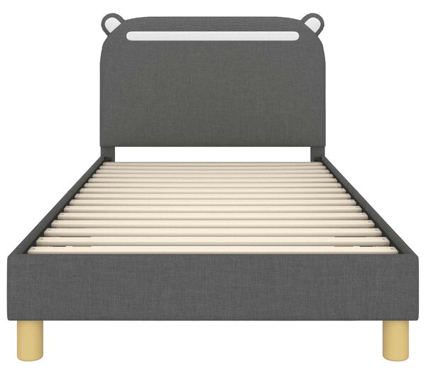 Krevet za djecu s uzglavljem Tamnosiva 90 x 200 cm Tkanina - Siva / 90 x 200 cm