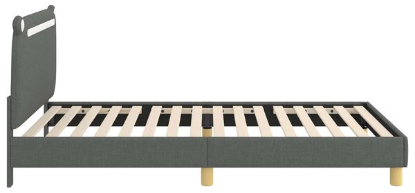 Krevet za djecu s uzglavljem Tamnosiva 90 x 200 cm Tkanina - Siva / 90 x 200 cm