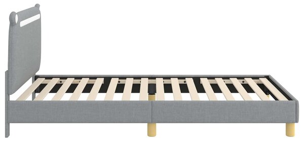 Krevet za djecu s uzglavljem Svjetlosiva 90 x 200 cm Tkanina - Svjetlosiva / 90 x 200 cm