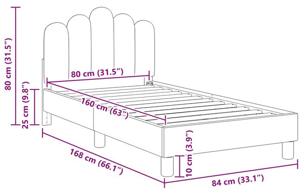 Krevet za djecu s uzglavljem Traper plava 80 x 160 cm Tkanina - Plava / 80 x 160 cm
