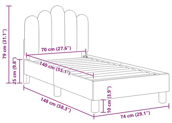 Okvir kreveta za malu djecu s naslonom Crna 70 x 140 cm Tkanina - Crna / 70 x 140 cm