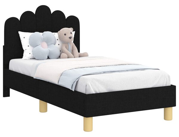 Okvir kreveta za malu djecu s naslonom Crna 70 x 140 cm Tkanina - Crna / 70 x 140 cm