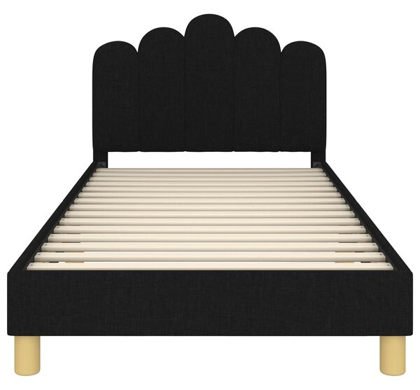 Krevet za djecu s uzglavljem Crna 80 x 200 cm Tkanina - Crna / 80 x 200 cm