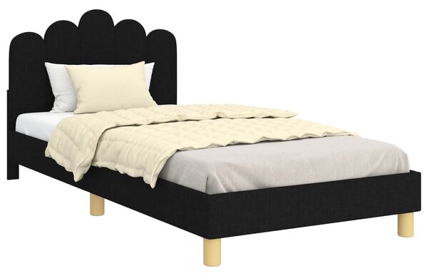 Krevet za djecu s uzglavljem Crna 80 x 200 cm Tkanina - Crna / 80 x 200 cm