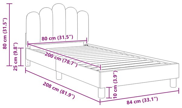 Krevet za djecu s uzglavljem Crna 80 x 200 cm Tkanina - Crna / 80 x 200 cm