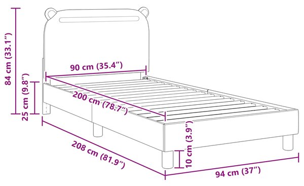 Krevet za djecu s uzglavljem Ružičasta 90 x 200 cm Tkanina - Ružičasta / 90 x 200 cm