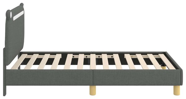Krevet za djecu s uzglavljem Tamnosiva 80 x 160 cm Tkanina - Siva / 80 x 160 cm