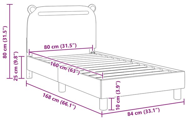 Krevet za djecu s uzglavljem Crna 80 x 160 cm Tkanina - Crna / 80 x 160 cm