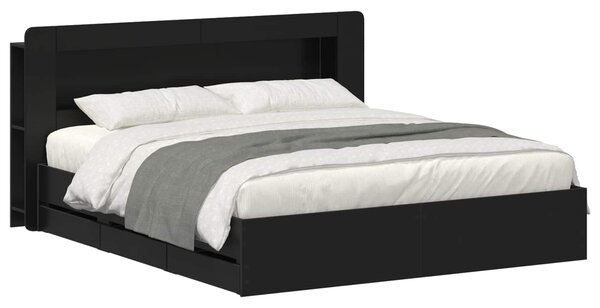 Okvir kreveta s pohranom Crna 180 x 200 cm Konstruirano drvo - Crna / 180 x 200 cm