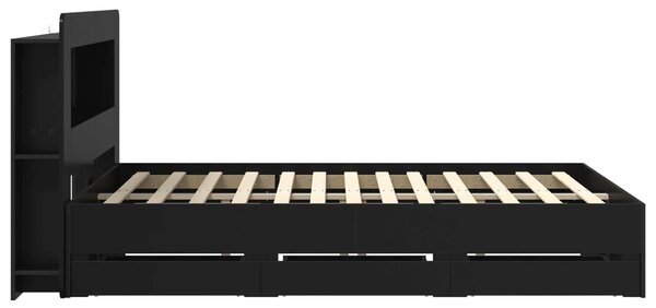 Okvir kreveta s pohranom Crna 150 x 200 cm Konstruirano drvo - Crna / 150 x 200 cm