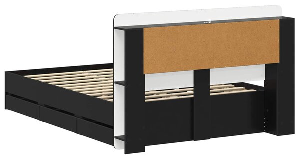 Okvir kreveta s pohranom Crna 150 x 200 cm Konstruirano drvo - Crna / 150 x 200 cm