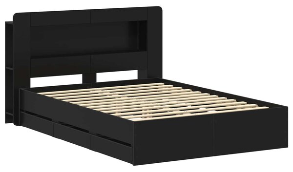Okvir kreveta s pohranom Crna 150 x 200 cm Konstruirano drvo - Crna / 150 x 200 cm