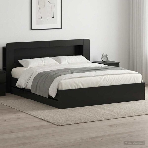 Okvir kreveta s pohranom Crna 180 x 200 cm Konstruirano drvo - Crna / 180 x 200 cm
