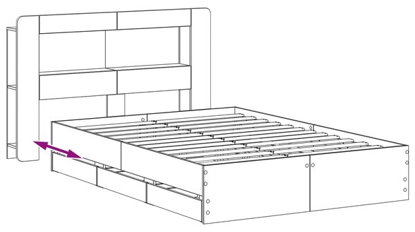 Okvir kreveta s pohranom Crna 150 x 200 cm Konstruirano drvo - Crna / 150 x 200 cm