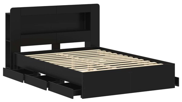 Okvir kreveta s pohranom Crna 150 x 200 cm Konstruirano drvo - Crna / 150 x 200 cm