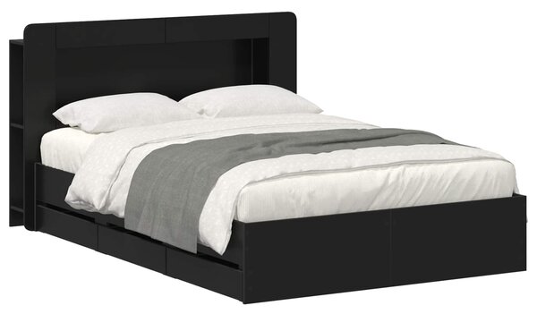 Okvir kreveta s pohranom Crna 150 x 200 cm Konstruirano drvo - Crna / 150 x 200 cm