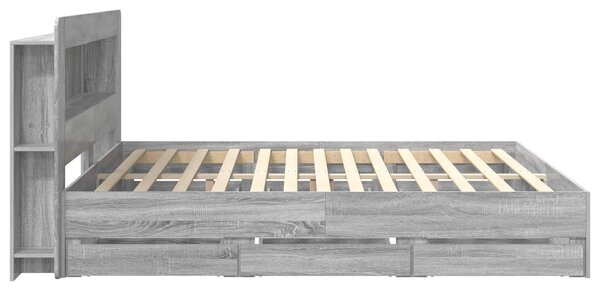 Okvir kreveta s pohranom s uzglavljem Siva Sonoma 180 x 200 cm - Siva / 180 x 200 cm