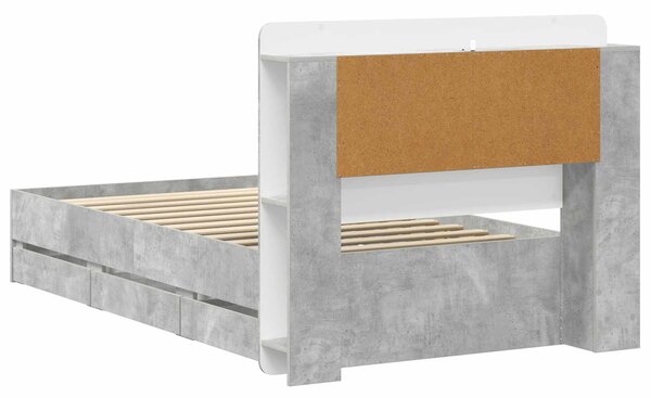 Okvir kreveta s pohranom s uzglavljem Betonska siva 90 x 190 cm - Siva / 90 x 190 cm