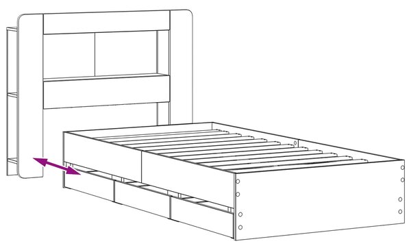 Okvir kreveta s pohranom s uzglavljem Betonska siva 90 x 190 cm - Siva / 90 x 190 cm