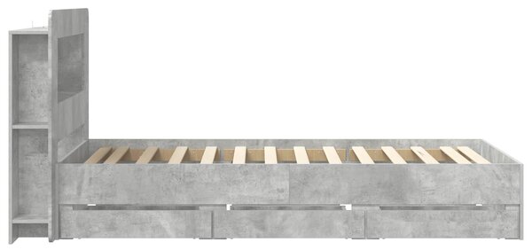 Okvir kreveta s pohranom s uzglavljem Betonska siva 90 x 190 cm - Siva / 90 x 190 cm
