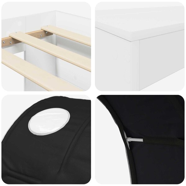 Krevet s tunelom 4 pcs Artisian hrast i crna Konstruirano drvo - Smeđa / 118,6 x 193,2 x 75,1 cm