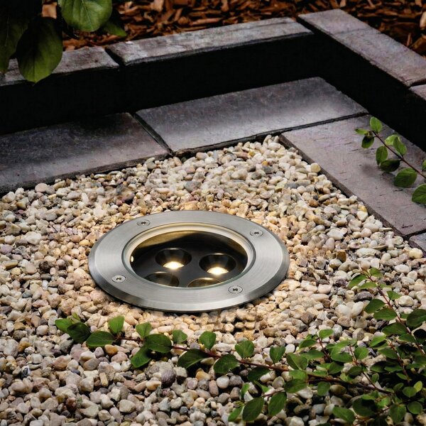 Arcchio Thentos LED ugradbena podna svjetiljka, Ø 12 cm, 40°, nikl, IP67, Metalik, Nehrđajući čelik