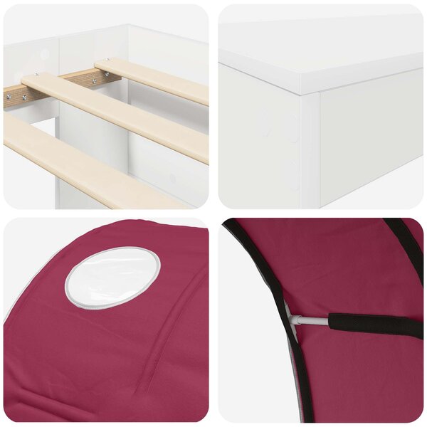 Krevet s tunelom 4 pcs Artisian hrast i crvena - Smeđa / 118,6 x 193,2 x 75,1 cm